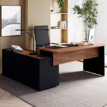 Imagem de Mesa Diretor X com Armário Caixa de Tomadas e 3 Gavetas 200cm Tampo Ca