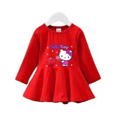 Imagem de Vestido De Manga Longa Para Meninas Com Estampa Da Hello Kitty, Roupa 