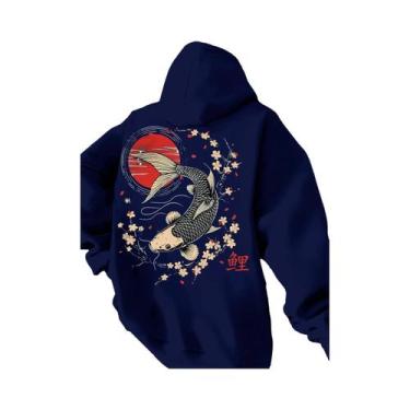 Imagem de Moletom Masculino Com Estampa Koi Harajuku, Manga Longa, Casual Para O