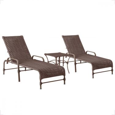 Imagem de 2 Cadeiras Espreguiçadeira Piscina Corda Náutica E Mesa Marrom