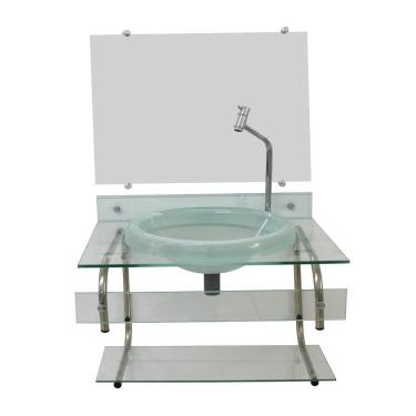 Imagem de Gabinete Com Cuba Para Banheiro De Vidro Itxx 60Cm Inox