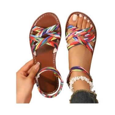 Imagem de Sandálias Planas De Verão Femininas Com Solas De Borracha Antiderrapan