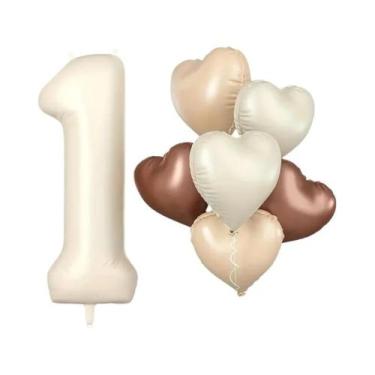 Imagem de Balões Românticos Brancos Em Formato De Coração, Conjunto De 7 Peças D