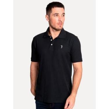 Imagem de Polo Aleatory Masculina Piquet Melange Inner Contrast Preta-Masculino