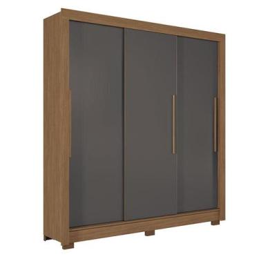 Imagem de Guarda Roupa Casal 3 portas de correr Maringá Jatobá Grafite - Santos 