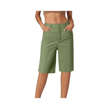 Imagem de Shorts Cargo Femininos De Cintura Alta, Moda Casual, Calças Retas Com 