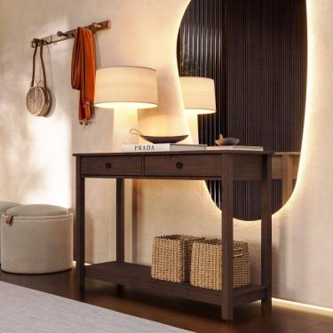 Imagem de Aparador de Madeira 1960WN Essência 2 Gavetas e Prateleira Café Finestra