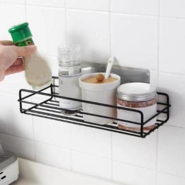 Imagem de kit 2 Porta Shampoo Sabonete Suporte De Parede Banheiro Cozinha PRETO 