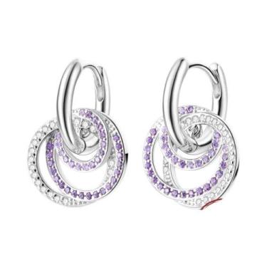 Imagem de Brincos De Argola Femininos Em Prata Esterlina 925 Com Estrela, Coraçã