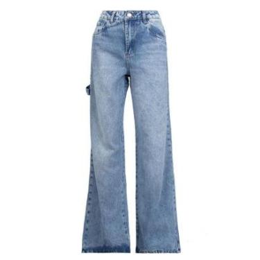 Imagem de Calça Jeans Feminina Sawary Wide Leg Estonado Azul-Feminino