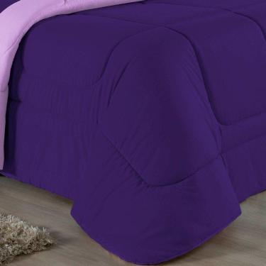 Imagem de Edredom Solteiro Nobre 1 Peça Dupla Face 1,60m X 2,40m Malha 100% Algodão - Roxo / Lilás