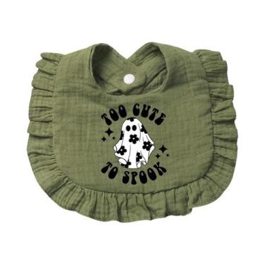 Imagem de Babador De Halloween Com Caveira E Abóbora Para Bebês, Em Algodão Puro