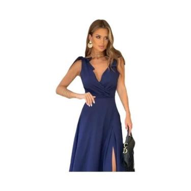 Imagem de Vestido Casual Sem Mangas Com Decote Em V Para Mulheres, Cor Sólida, C
