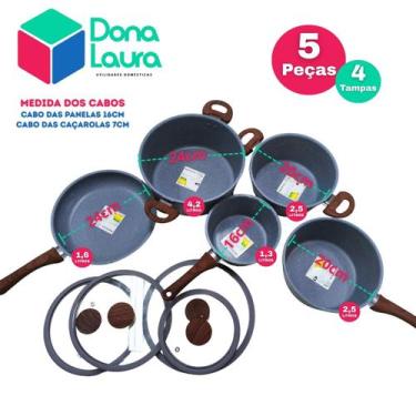 Imagem de Jogo de Panelas Indução Premium Antiaderente Ceramico Tampa Vidro - Do