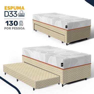 Imagem de Cama Box com Colchão de Espuma D33 Enrolado Sonno Full - Umaflex + Auxiliar de Espuma S...