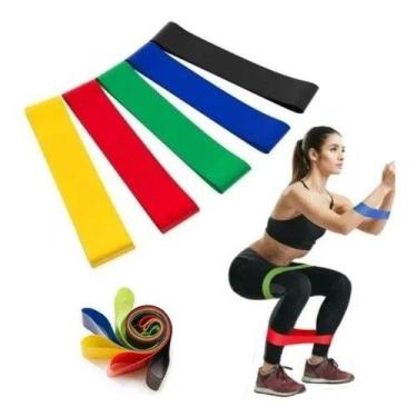 Imagem de Kit 5 Faixa Elástica de Resistência Mini Band para Treino Yoga Pilates