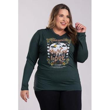 Imagem de Blusa Feminina Manga Longa Plus Size Visco Estampada "Dreamer Love" - 