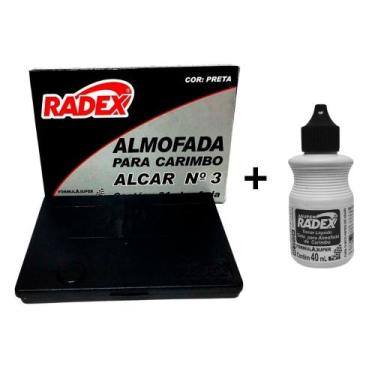 Imagem de Kit Almofada para Carimbo N.3 Preta + Refil de Tinta 40ml RADEX  Carim