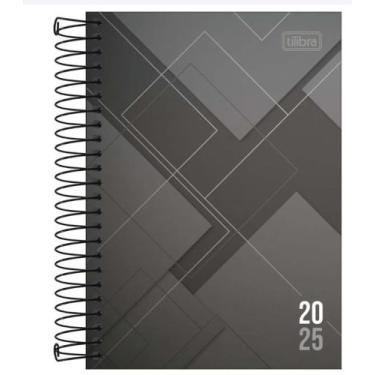 Imagem de agenda zip tilibra 2025, zip cinza claro e escuro 