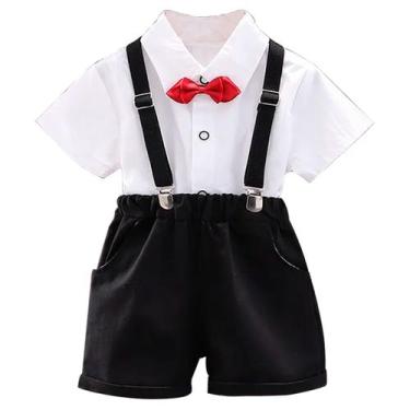 Imagem de Conjunto Roupa Mauricinho Infantil Suspensório Menino Festa - anjo da 