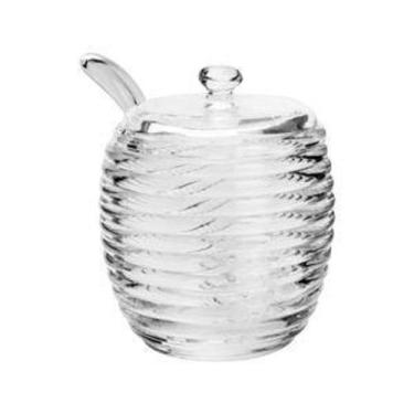 Imagem de AÇUCAREIRO DE CRISTAL C/COLHER E TAMPA COLMEIA 210ml - LYOR