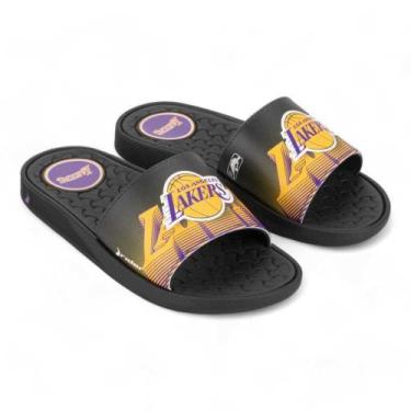 Imagem de Chinelo Rider Slide Pump NBA II Masculino 12195, Preto, Amarelo, Roxo,