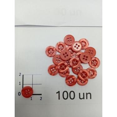 Imagem de Botões Vermelho 11mm 4 Furos Brilho 50Un 100Un 200Un Confecção Artesan