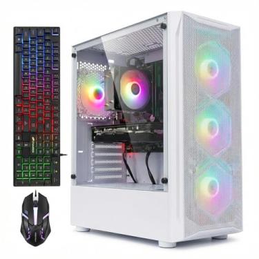 Imagem de Computador para jogos STGAubron, GeForce GTX 1660 Ti 6G, Intel Core I7 até 3,9 GHz, 16G RAM, 512G SSD, WiFi, BT 5.0, RGB Fan x 6, RGB BT Sound Bar, Windows 10 Home, branco