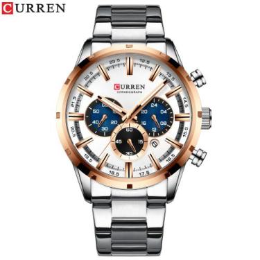 Imagem de Relógio Curren Technos 8355 para homens com mostrador azul inoxidável 