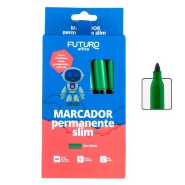 Imagem de Caixa com 10 Marcador Permanente Slim Traço 2mm Varias Cores - Futuro 