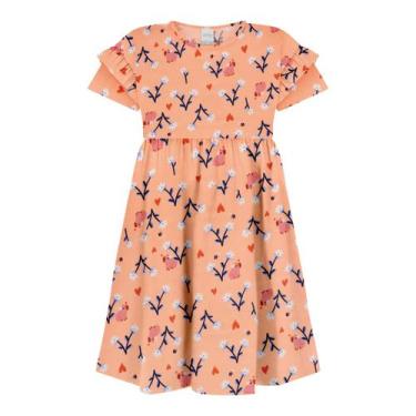 Imagem de Vestido Infantil Malha Capivara Alakazoo Ref. 19532, Salmão, 4