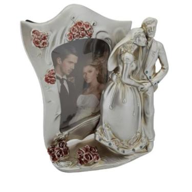 Imagem de Porta Retrato Casal em Resina Prata - Carmella Presentes, 17cm x 10cm