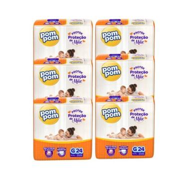 Imagem de Kit 6 Fralda Infantil Pompom Derma Protek Atacado Barato, Grande (G)
