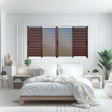 Imagem de Veneziana Elite 6 Folhas Moveis 100 x 200 Vidro Reflex Marrom Brimak