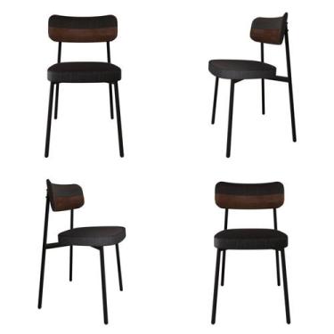 Imagem de Cadeira Alloa Fixa com 4 Pés 500 x 447 x 838 mm com 4 Unidades Preto/C