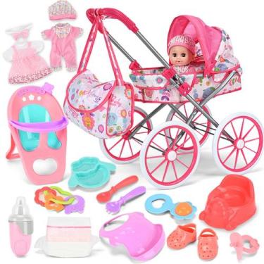 Imagem de Conjunto de Carrinho para Boneca Bebê ALLROAD 12,5" com Acessórios