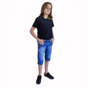 Imagem de Short Masculino Infanto juvenil Jeans Com Licra 4-Masculino