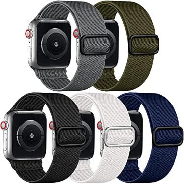 Imagem de Adorve Pulseira elástica compatível com Apple Watch Ultra 2 de 49 mm, 46 mm, 45 mm, 44 mm, 42 mm, 38 mm, 40 mm e 41 mm, pulseira trançada elástica de nylon macio para iWatch séries