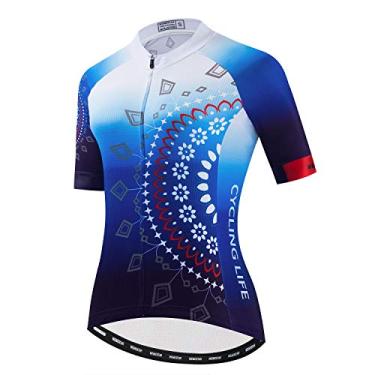 Imagem de JPOJPO Camiseta feminina de ciclismo, secagem rápida, respirável, refletiva, P-2GG, Scf2301, M
