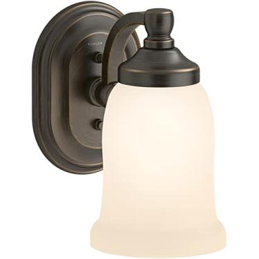Imagem de Kohler Luminária de banheiro Bancroft 11421-BZL, iluminação de arandela de parede única, posição virada para cima ou para baixo, listado pela UL, 1, bronze polido a óleo