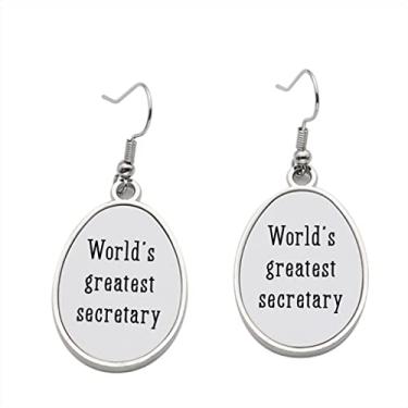 Imagem de Brinco World's Greatest Secretary – Brincos pendentes para meninas – Presente de festa de aniversário dos namorados, Metal, Sem pedras preciosas