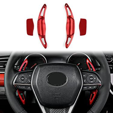 Imagem de CKE Compatível com Toyota Camry 2026 2025 2024 2023 2022 2021 2020 2019 2018 para Corolla RAV4 Crown Avalon Acessórios Sporty Car Paddle Shifter Extension Shift Paddle Cover Trim - Vermelho
