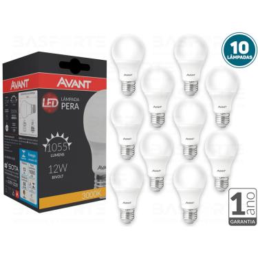 Kit 10 Lâmpadas Led Pêra 15W Bivolt Amarelo 3000K