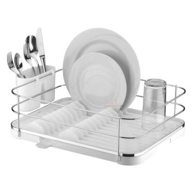Imagem de Escorredor De Louças Para Pratos Copos Porta Talheres Bandeja Bico Fixo Pia Cozinha Cromado - 975 Future