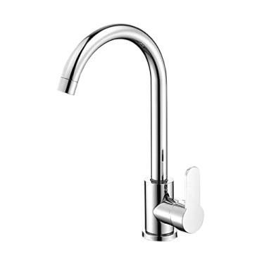 Imagem de Torneiras de cozinha prata de manípulo único pull out torneira de cozinha com furo único giratório 360 graus torneira misturadora de água, SZ5090, CN