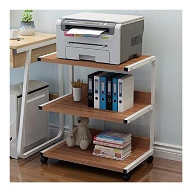 Imagem de Suporte de impressora de piso de 3 camadas, prateleira de rack de forno de microondas, impressora multifuncional de mesa copiadora scanner prateleira suporte de impressora para mesa (cor: laranja)