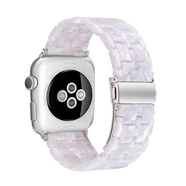 Imagem de Pulseira Compatível com Apple Watch Band 42mm 44mm 45mm pulseira de fita de resina fina com substituição de fivela de aço inoxidável para iWatch Series SE 8 7 6 5 4 3 2 1 para mulheres homens
