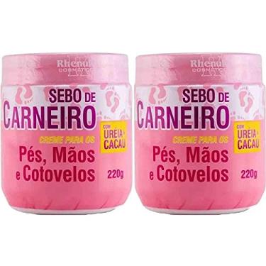 Imagem de 2 Creme Hidratante Pé Mãos Rachadura Sebo De Carneiro 220g