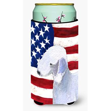 Imagem de USA American Flag with Bedlington Terrier Tall Boy Beverage Insulator Beverage Insulator Hugger