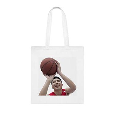 Imagem de Sacola de basquete, jogador de basquete alinhando sua bolsa de ombro de basquete, sacolas reutilizáveis de basquete, ideia de presente de cesta de Natal de aniversário,, Branco